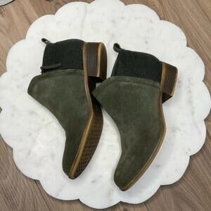 TOMS 'Deia' Forest Green Suede & Wool Ankle Bootie | Women's 9.5 US